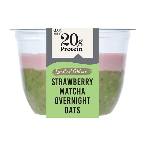 M&S High Protein Strawberry Matcha Overnight Oats