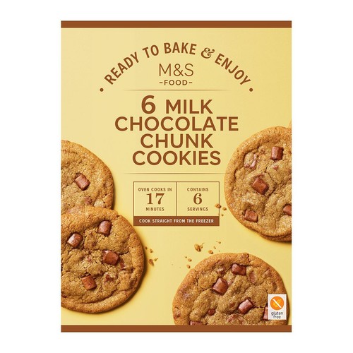 M&S 6 Milk Chocolate Chunk Cookies Frozen
