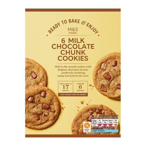 M&S 6 Milk Chocolate Chunk Cookies Frozen thumbnail 2