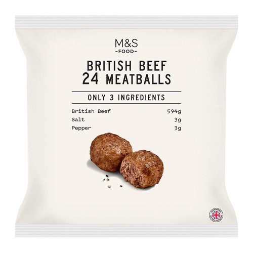 M&S Only 3 Ingredients 24 Beef Meatballs Frozen thumbnail 2