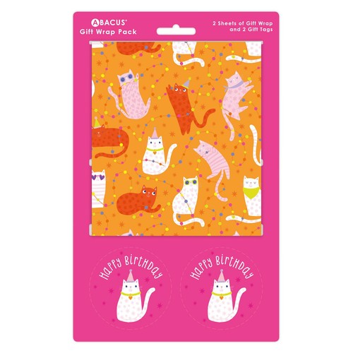 Birthday Cats Gift Wrap Sheets & Tags