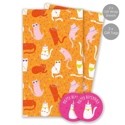 Birthday Cats Gift Wrap Sheets & Tags thumbnail 2