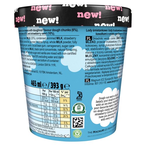 Ben & Jerry's Strawberry Doughnut-eee Ice Cream Tub thumbnail 4