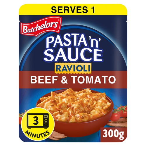 Batchelors Pasta 'n' Sauce Ravioli Microwave Ready Meal Beef and Tomato