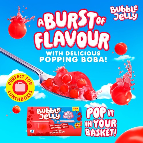 Angel Delight Strawberry Jelly & Strawberry Boba Bubble Dessert Snack Pot thumbnail 3