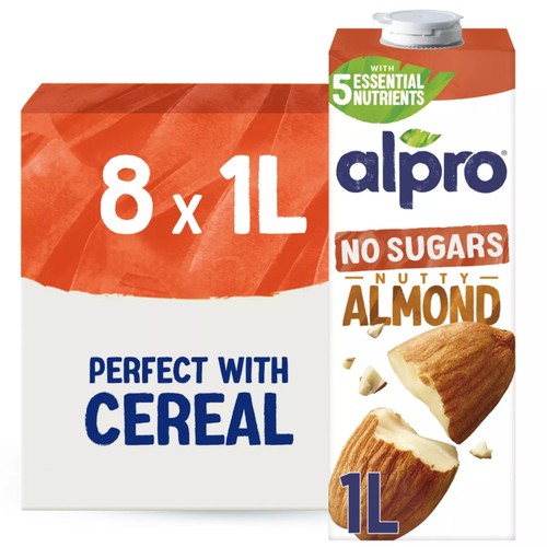 Alpro Almond No Sugar Long Life Dairy Free Drink (Pack of 8)