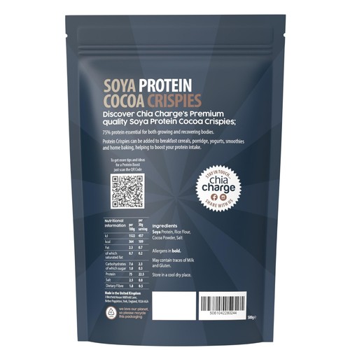 Chia Charge Cocoa Soya 75% Protein Crispies (500g) thumbnail 2