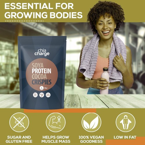 Chia Charge Cocoa Soya 75% Protein Crispies (500g) thumbnail 4