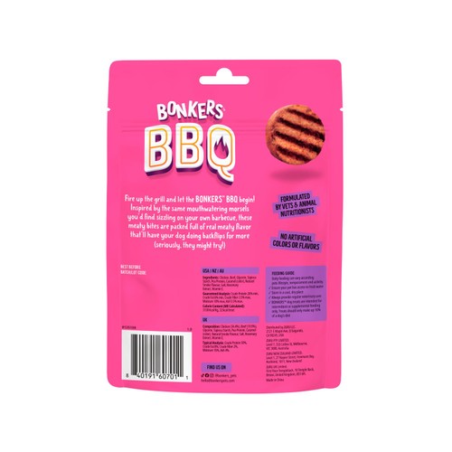 BONKERS BBQ, Soft & Chewy Beef Burger Flavored Dog Treats, 85g, Bag thumbnail 2