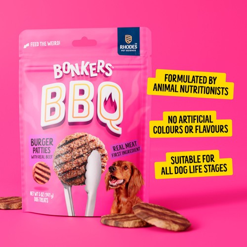 BONKERS BBQ, Soft & Chewy Beef Burger Flavored Dog Treats, 85g, Bag thumbnail 3