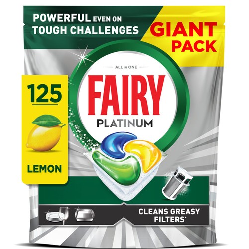 Fairy Platinum All in One Lemon Dishwasher Tablets 125ct