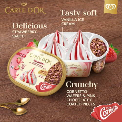Carte D'or Sundae Strawberry Ice Cream Tub thumbnail 2