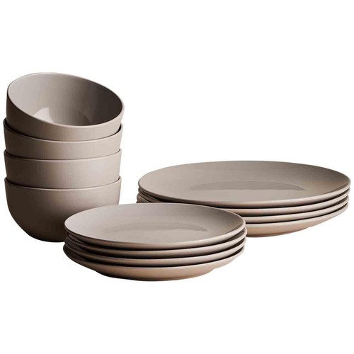 M&S 12 Piece Everyday Stoneware Dinner Set, Natural