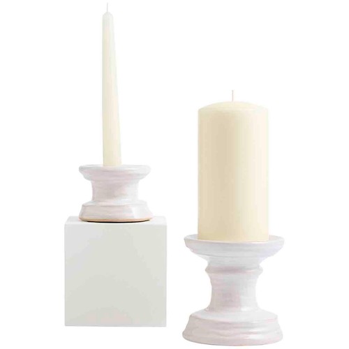 M&S Ceramic Pillar Candle Holder, White thumbnail 2