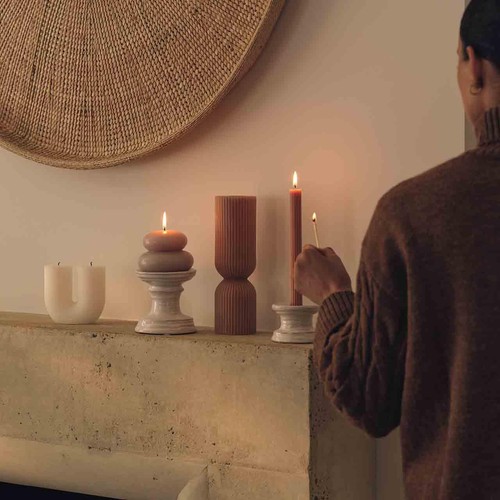 M&S Ceramic Pillar Candle Holder, White thumbnail 6