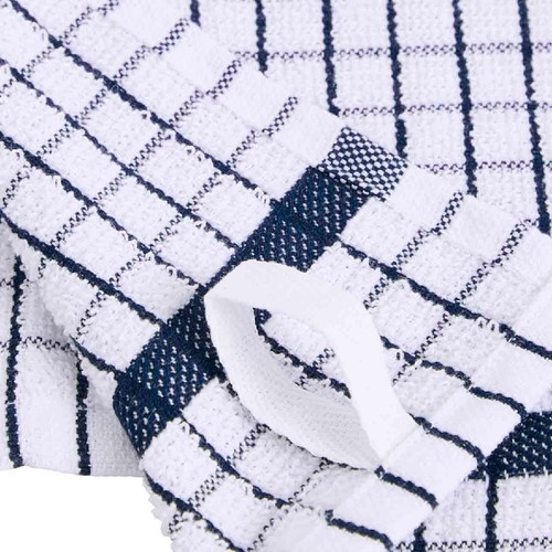M&S Checked Terry Tea Towels, Blue thumbnail 2
