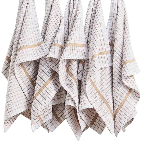 M&S Checked Terry Tea Towels, Neutral thumbnail 3