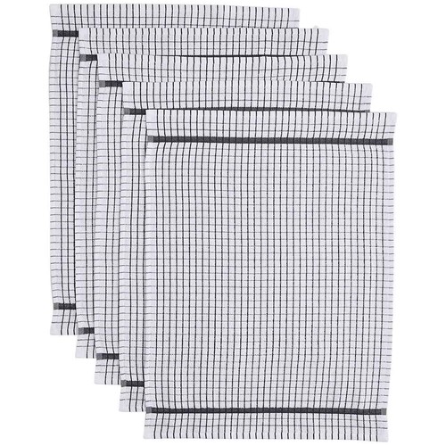 M&S Checked Terry Tea Towels, Dark Grey