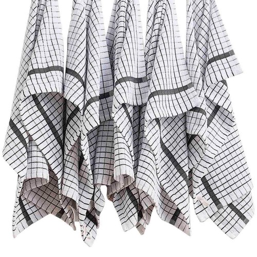 M&S Checked Terry Tea Towels, Dark Grey thumbnail 2