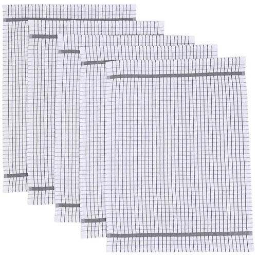 M&S Checked Terry Tea Towels, Light Grey
