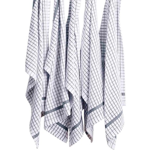 M&S Checked Terry Tea Towels, Light Grey thumbnail 2
