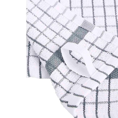 M&S Checked Terry Tea Towels, Light Grey thumbnail 3