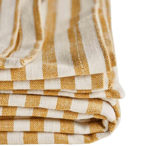 M&S Cotton with Linen Striped Tablecloth, Ochre thumbnail 3