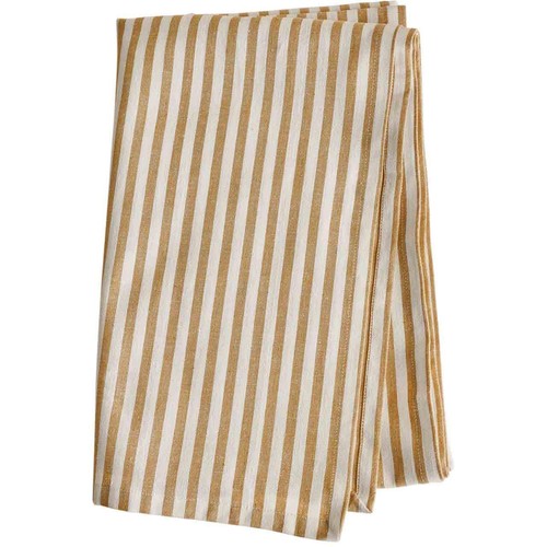 M&S Cotton with Linen Striped Tablecloth, Ochre thumbnail 5