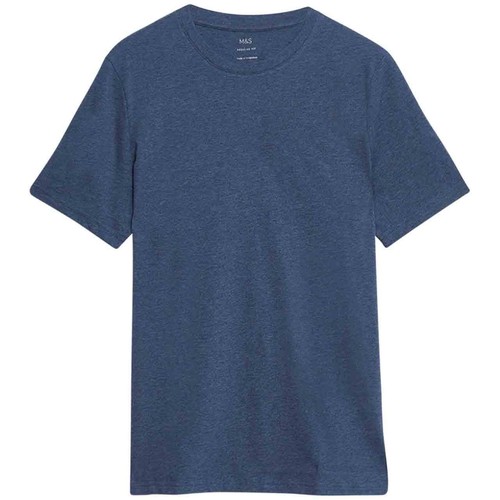 M&S Mens Pure Cotton Crew Neck T-Shirt, S, Denim thumbnail 2