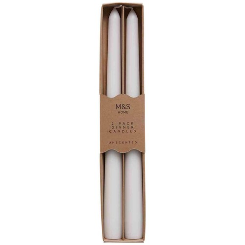 M&S Tapered Dinner Candles, White