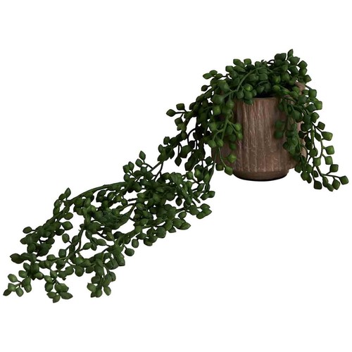 M&S Artificial String of Pearls in Textured Ceramic Pot, Brown