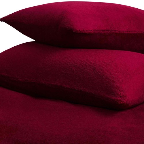 M&S Teddy Fleece Bedding Set, Single, Burgundy thumbnail 2