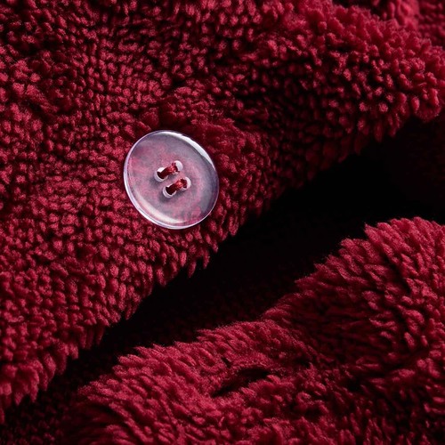 M&S Teddy Fleece Bedding Set, Single, Burgundy thumbnail 3