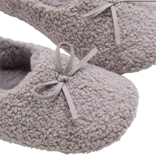 M&S Borg Ballet Slipper, Size 5, Light Grey thumbnail 3