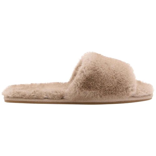 M&S Faux Fur Open Toe Slider Slippers, Size 5, Natural thumbnail 3