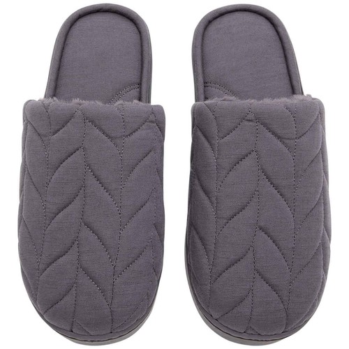 M&S Womens Quilted Mule Slippers with Secret Support, Size 6, Slate Blue