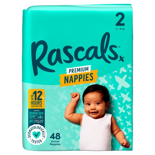 Rascals Premium Nappies, Size 2 (4-8kg) thumbnail 2