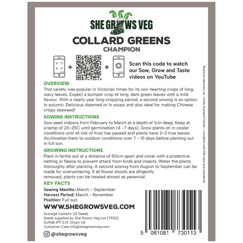 She Grows Veg  Collard Greens Champion Seeds thumbnail 3