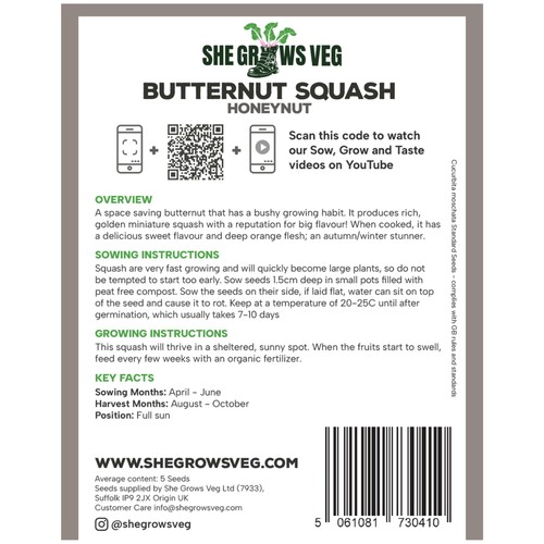 She Grows Veg Butternut Squash Honeynut Seeds thumbnail 3