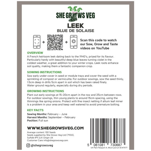She Grows Veg Leek Bleu de Solaise Seeds thumbnail 3