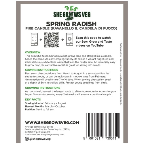 She Grows Veg Spring Radish Fire Candle Seeds thumbnail 3
