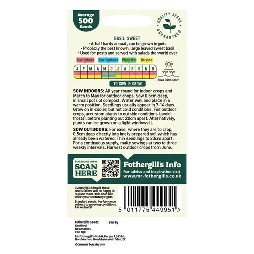 Mr Fothergills Seeds Oh Sow Simple Basil thumbnail 2