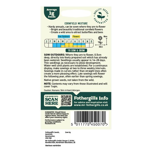 Mr Fothergills Seeds Oh Sow Simple Wildflower Cornfield Mix thumbnail 2