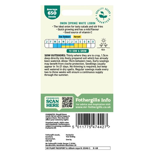 Mr Fothergills Seeds Onion (Spring) White Lisbon thumbnail 2