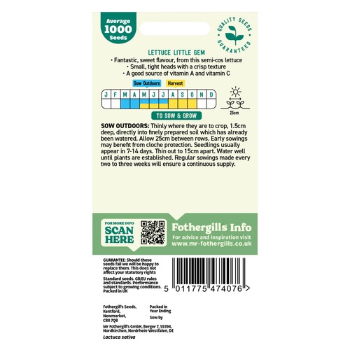 Mr Fothergills Seeds Lettuce Little Gem thumbnail 2