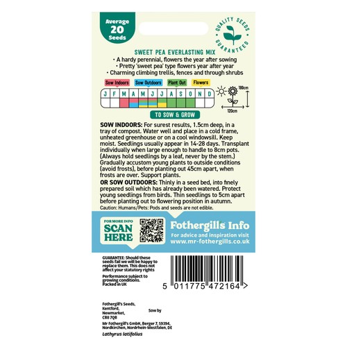 Mr Fothergills Seeds Sweet Pea Perennial Everlasting Mix thumbnail 2