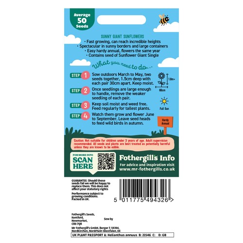 Mr Fothergills Seeds Sunny Giant Sunflowers thumbnail 2