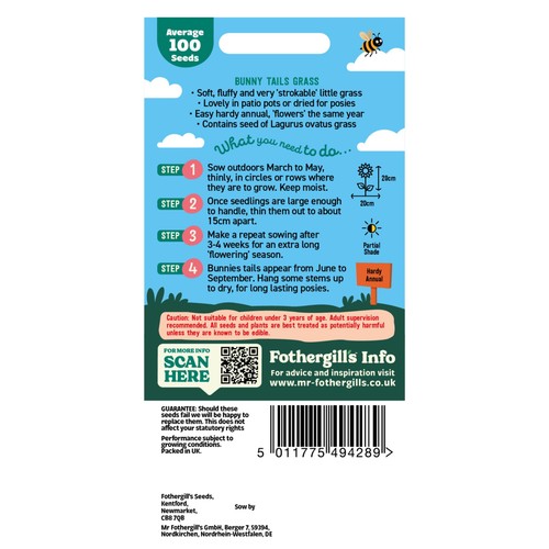 Mr Fothergills Seeds Bunny Tails Grass thumbnail 2