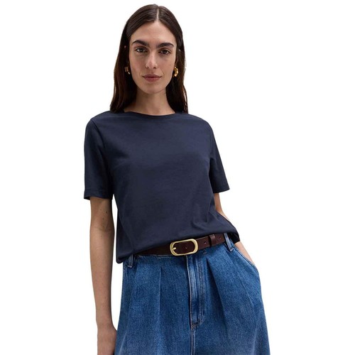 M&S Womens Pure Cotton Everyday Fit T-Shirt, 16, Navy thumbnail 3