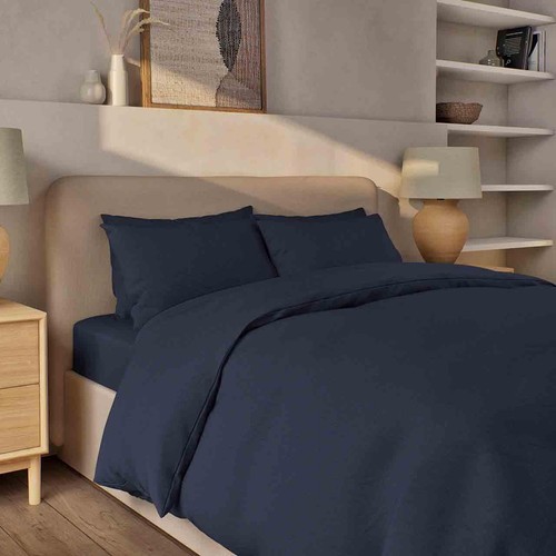 M&S Pure Brushed Cotton Bedding Set, King, Midnight Navy thumbnail 2